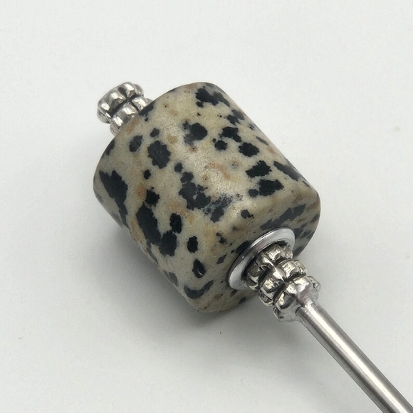 ♜ Dalmatian Jasper Tresskeep Hair Stick, Strong Hold, Effortless Feel, Epic Look - Picture 1 of 9